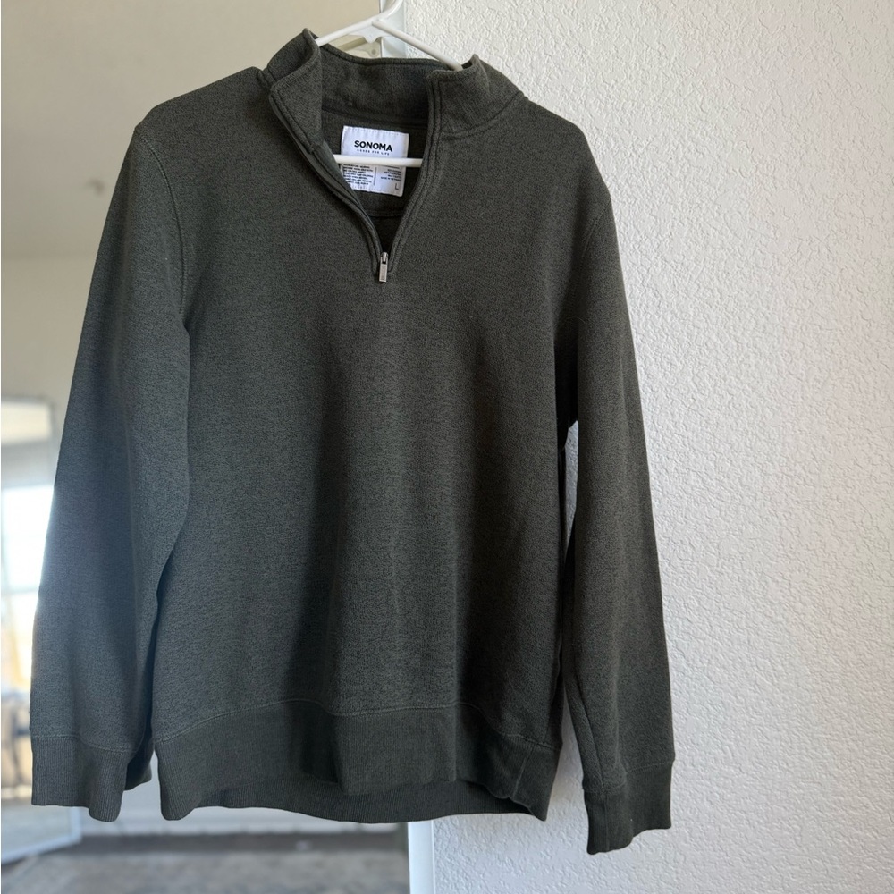 Sonoma Men's Forest Green Zip-Up Sweater